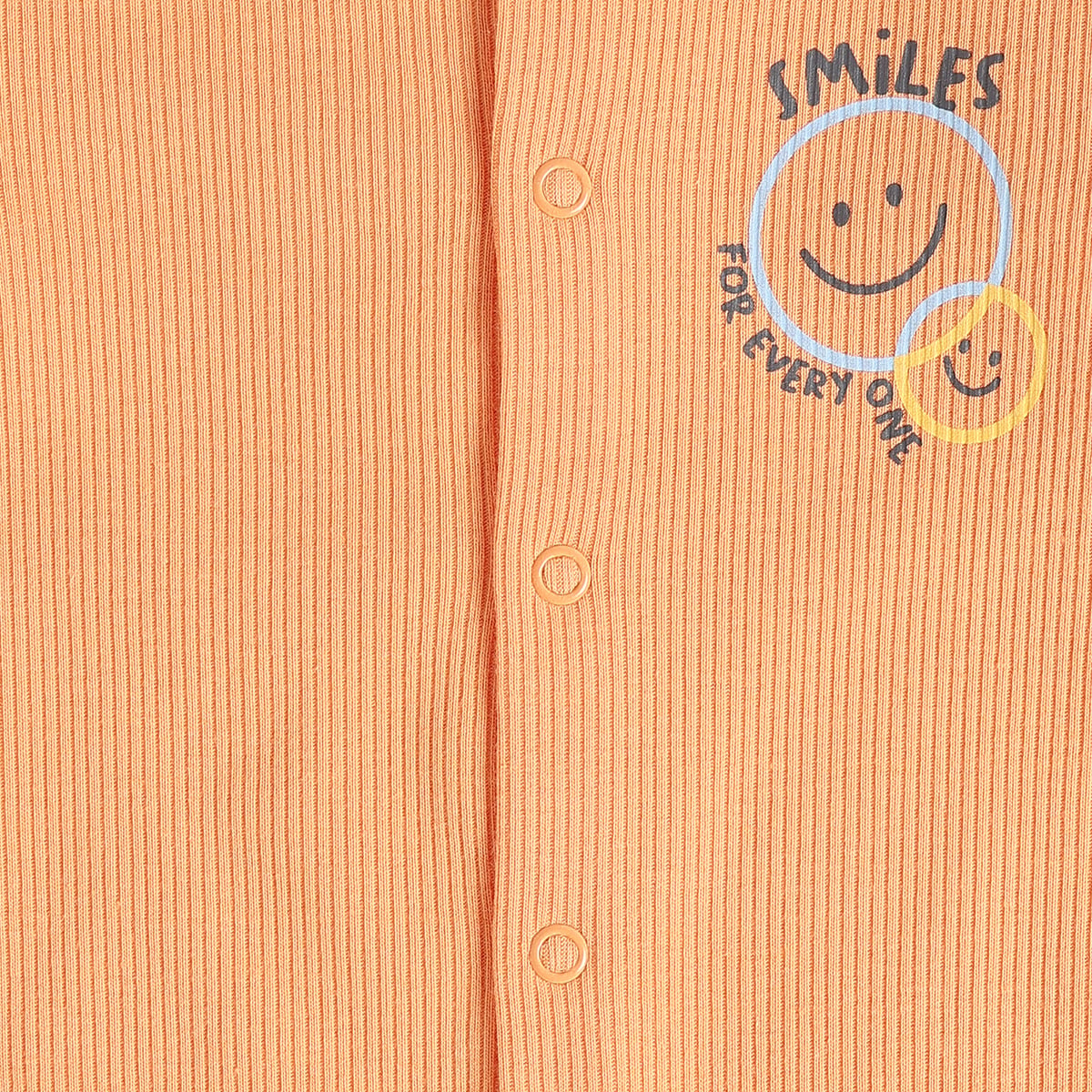 Baby Boys Orange And Off White Cotton Blend Smiley Printed Rompers Pack of 2 Regular Fit Casual Wear