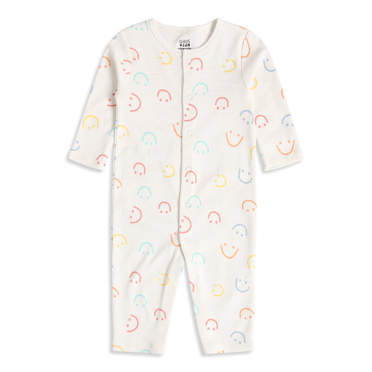 Baby Boys Orange And Off White Cotton Blend Smiley Printed Rompers Pack of 2 Regular Fit Casual Wear