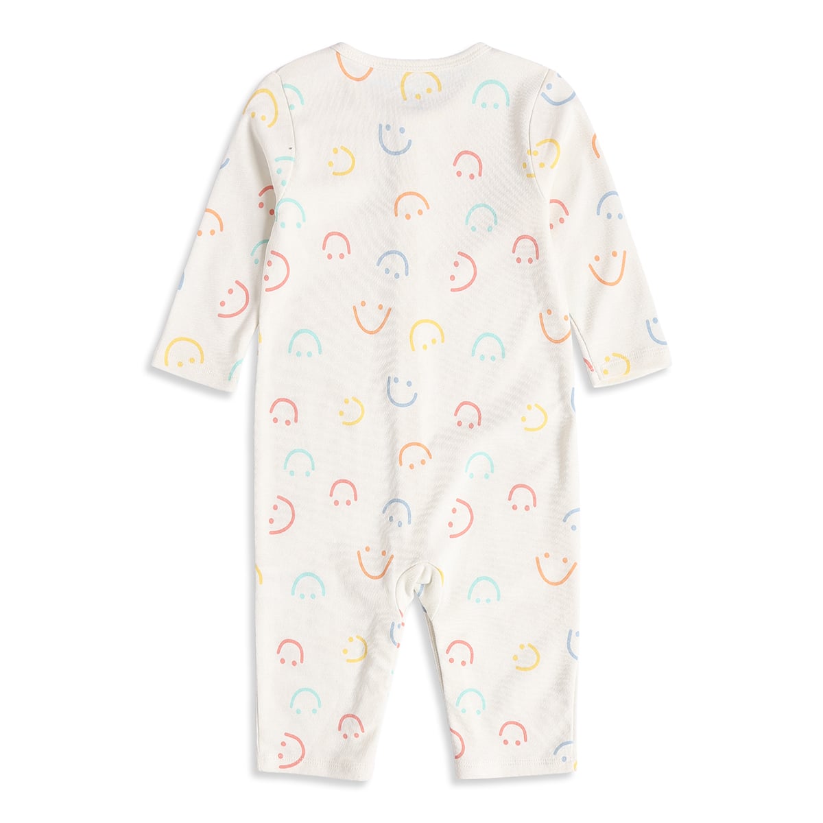 Baby Boys Orange And Off White Cotton Blend Smiley Printed Rompers Pack of 2 Regular Fit Casual Wear