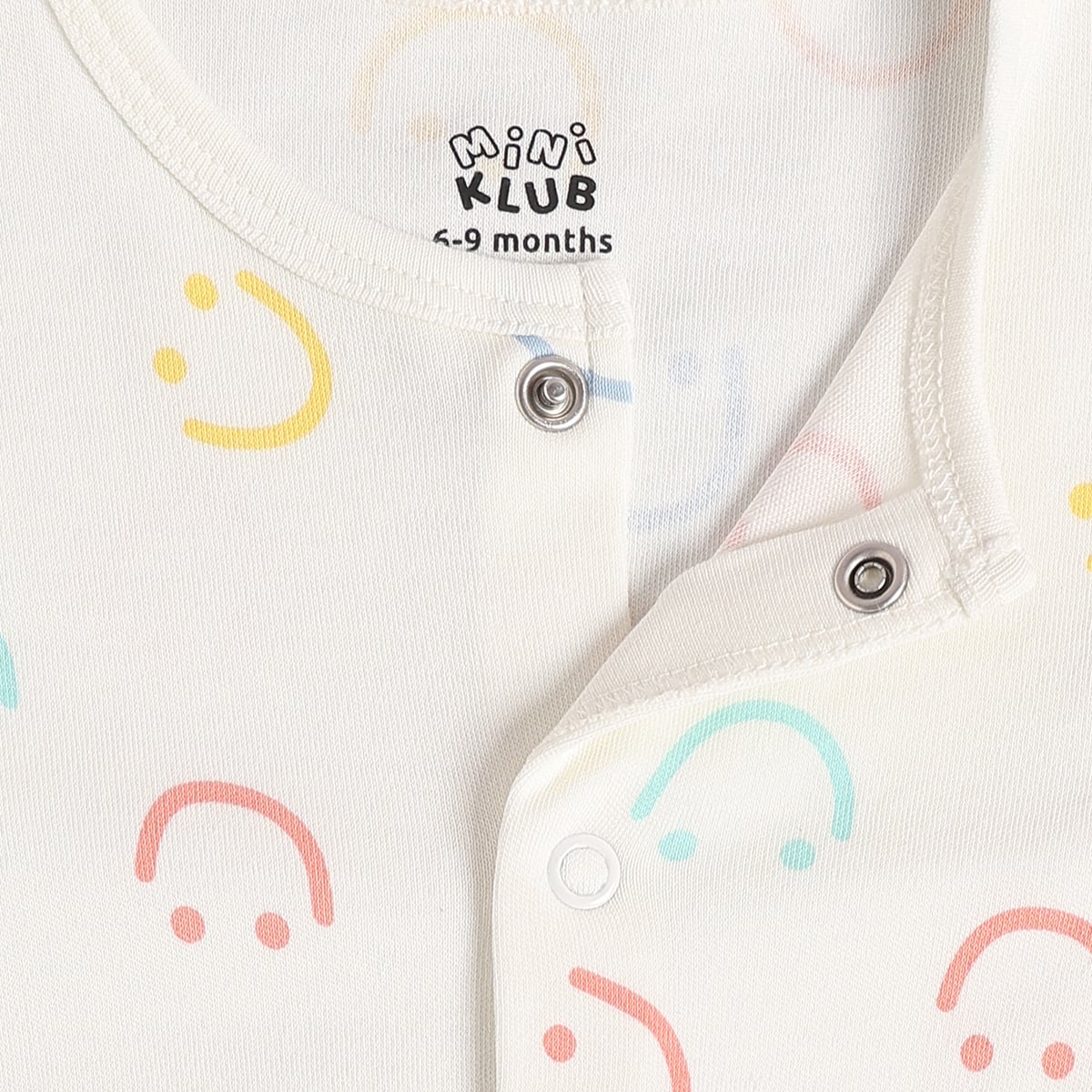 Baby Boys Orange And Off White Cotton Blend Smiley Printed Rompers Pack of 2 Regular Fit Casual Wear