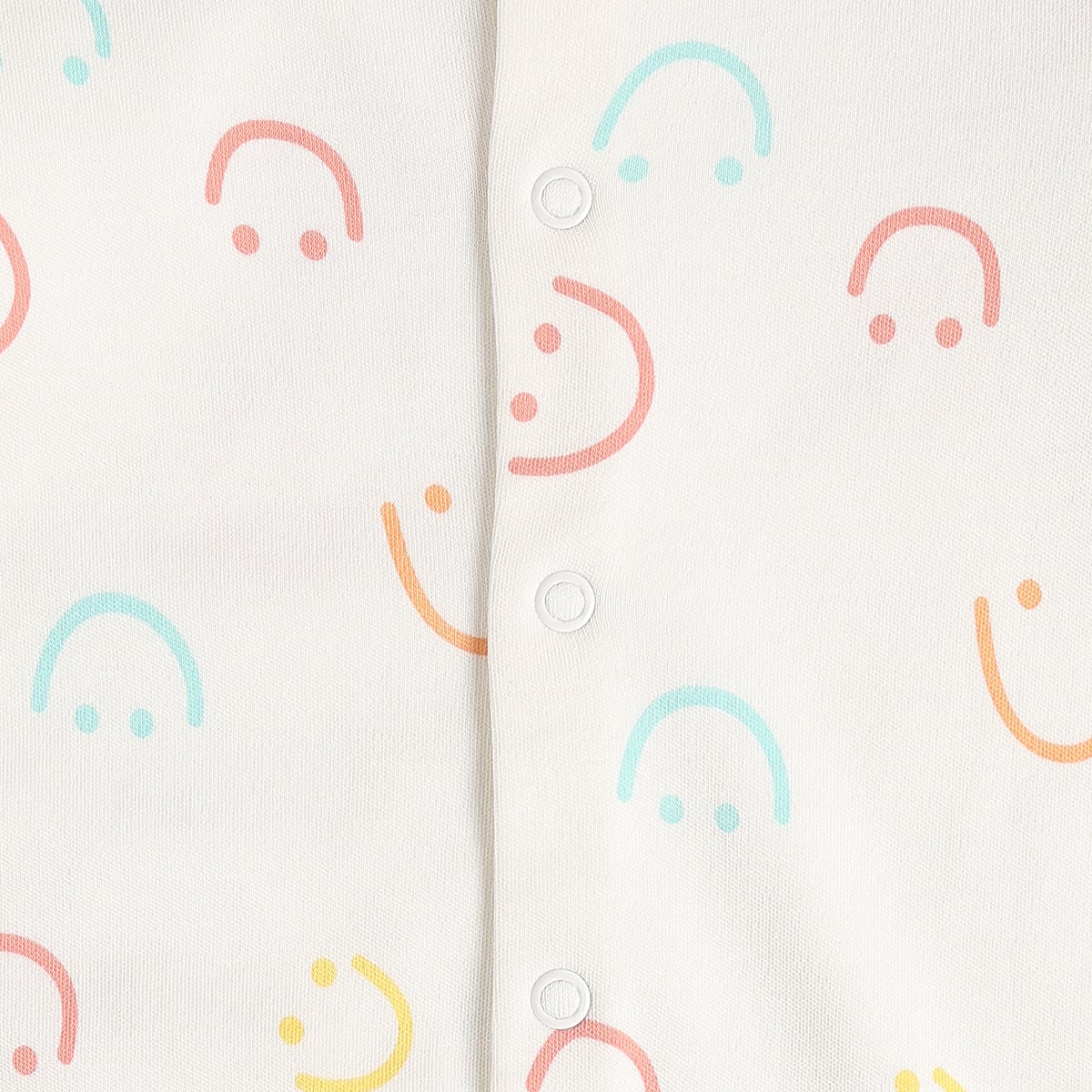 Baby Boys Orange And Off White Cotton Blend Smiley Printed Rompers Pack of 2 Regular Fit Casual Wear