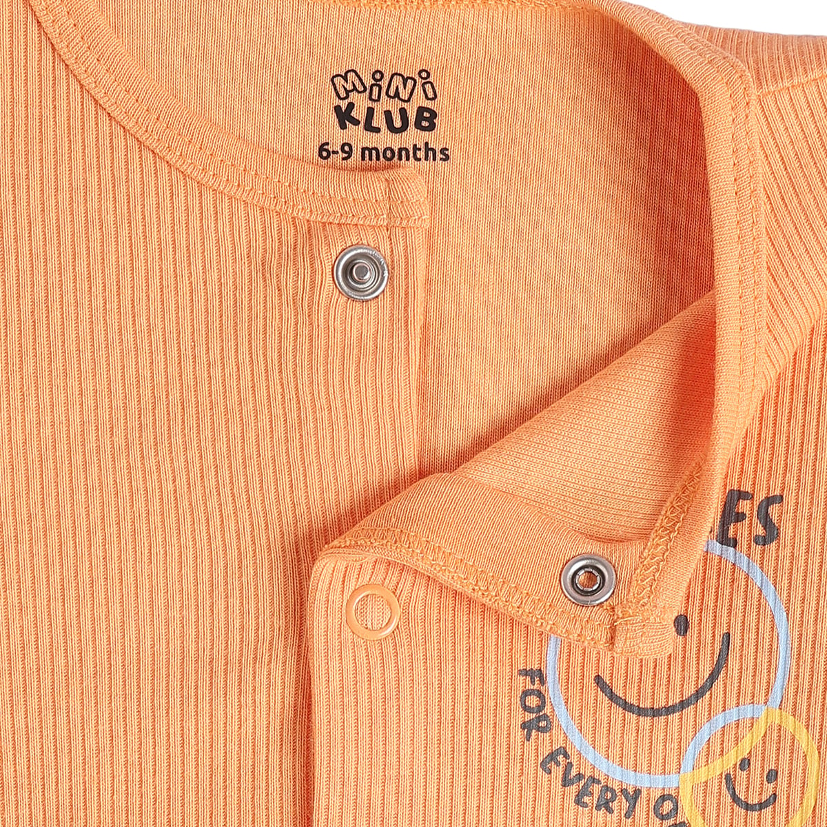 Baby Boys Orange And Off White Cotton Blend Smiley Printed Rompers Pack of 2 Regular Fit Casual Wear