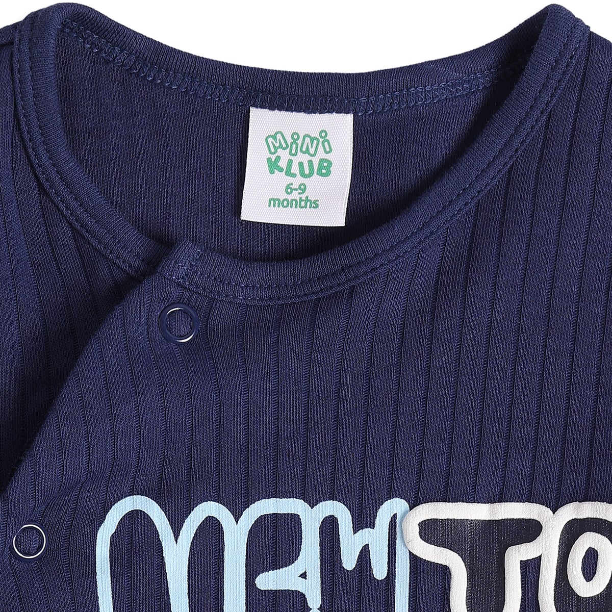 Baby Boys Navy Blue Cotton Blend Smiley Graphic Romper With Cap Pack of 1 Regular Fit Casual Wear