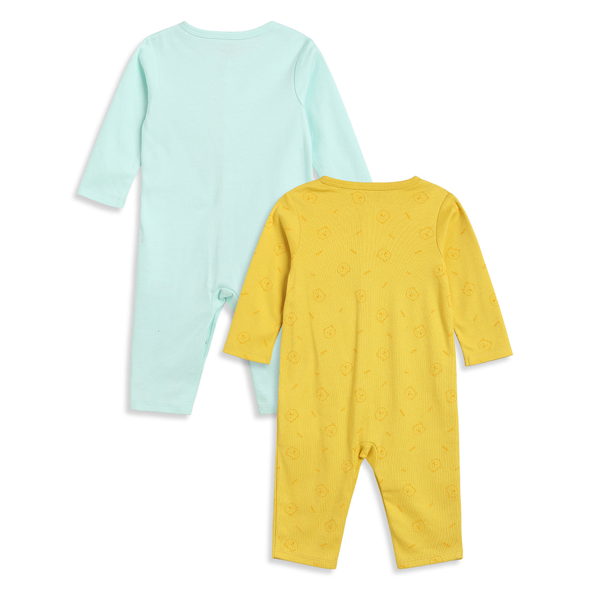 Baby Boys Mint Green and Yellow Cotton Printed Rompers Pack of 2 Regular Fit Casual Baby Rompers