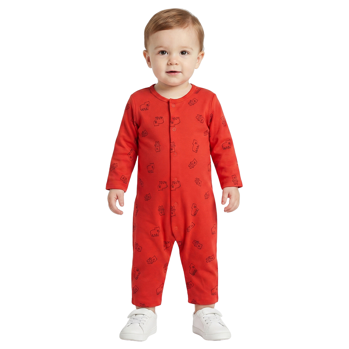 Baby Boys Beige and Red Printed Rompers Pack of 2 Casual Baby Rompers