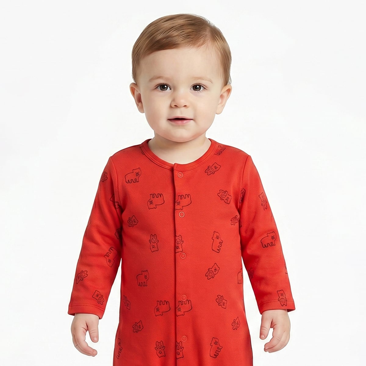 Baby Boys Beige and Red Printed Rompers Pack of 2 Casual Baby Rompers
