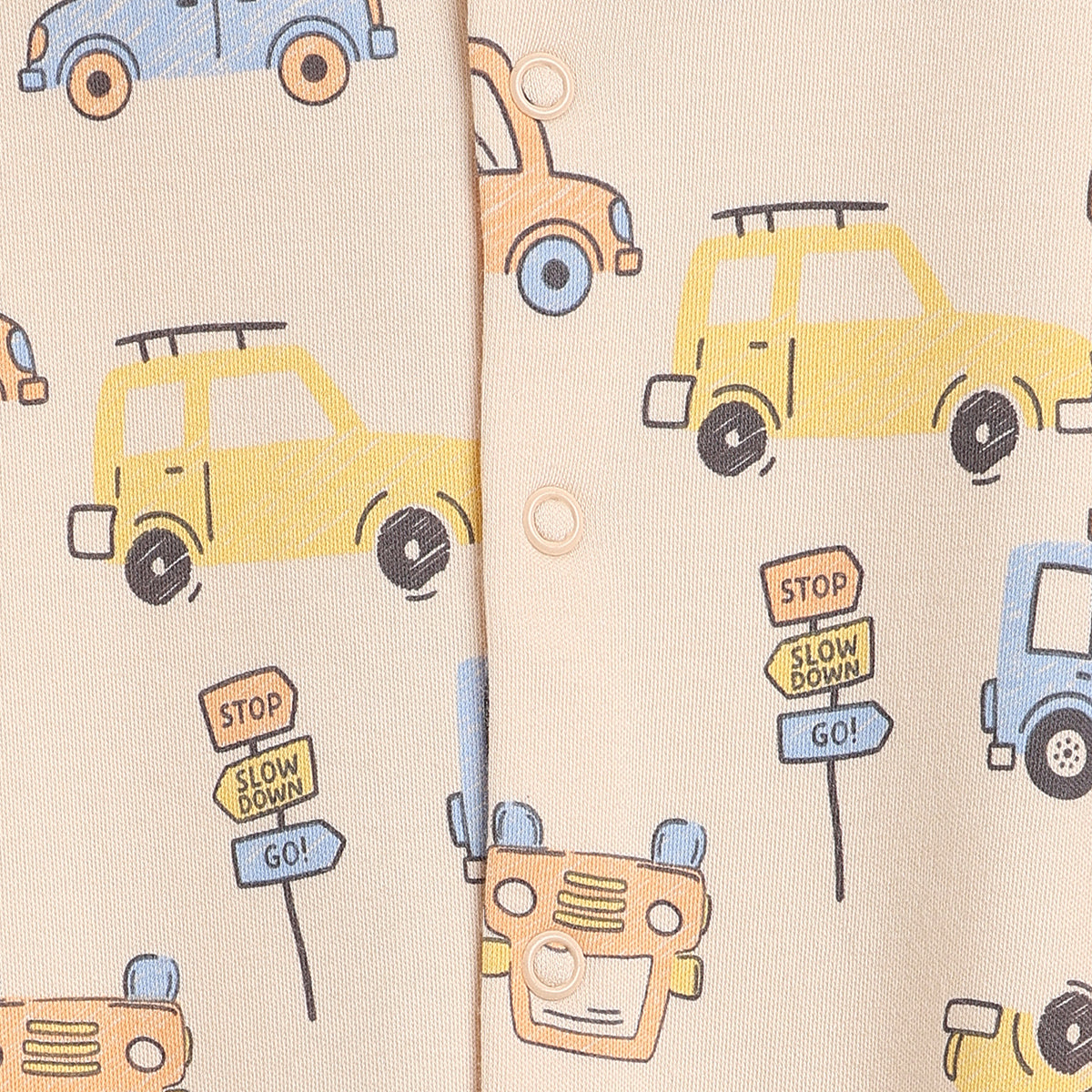 Baby Boys Mint Green and Beige Cotton Printed Sleepsuits Pack of 2 Regular Fit Casual Baby Sleepsuits