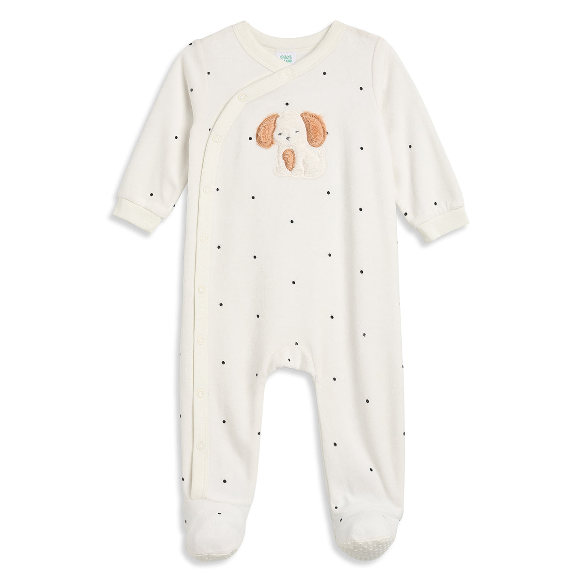 Baby Boys Off White Cotton Applique Printed Sleepsuit Regular Fit Casual Baby Sleepsuit