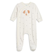 Baby Boys Off White Cotton Applique Printed Sleepsuit Regular Fit Casual Baby Sleepsuit