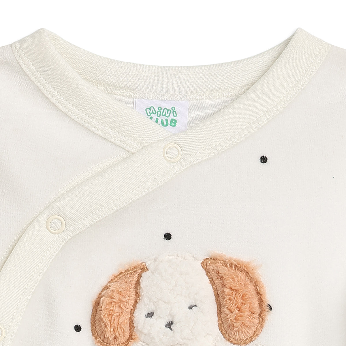 Baby Boys Off White Cotton Applique Printed Sleepsuit Regular Fit Casual Baby Sleepsuit