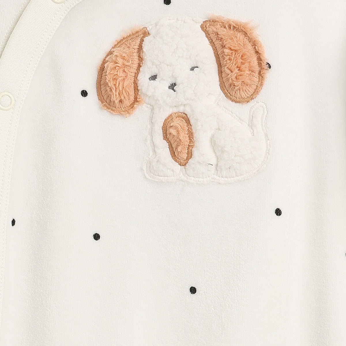 Baby Boys Off White Cotton Applique Printed Sleepsuit Regular Fit Casual Baby Sleepsuit
