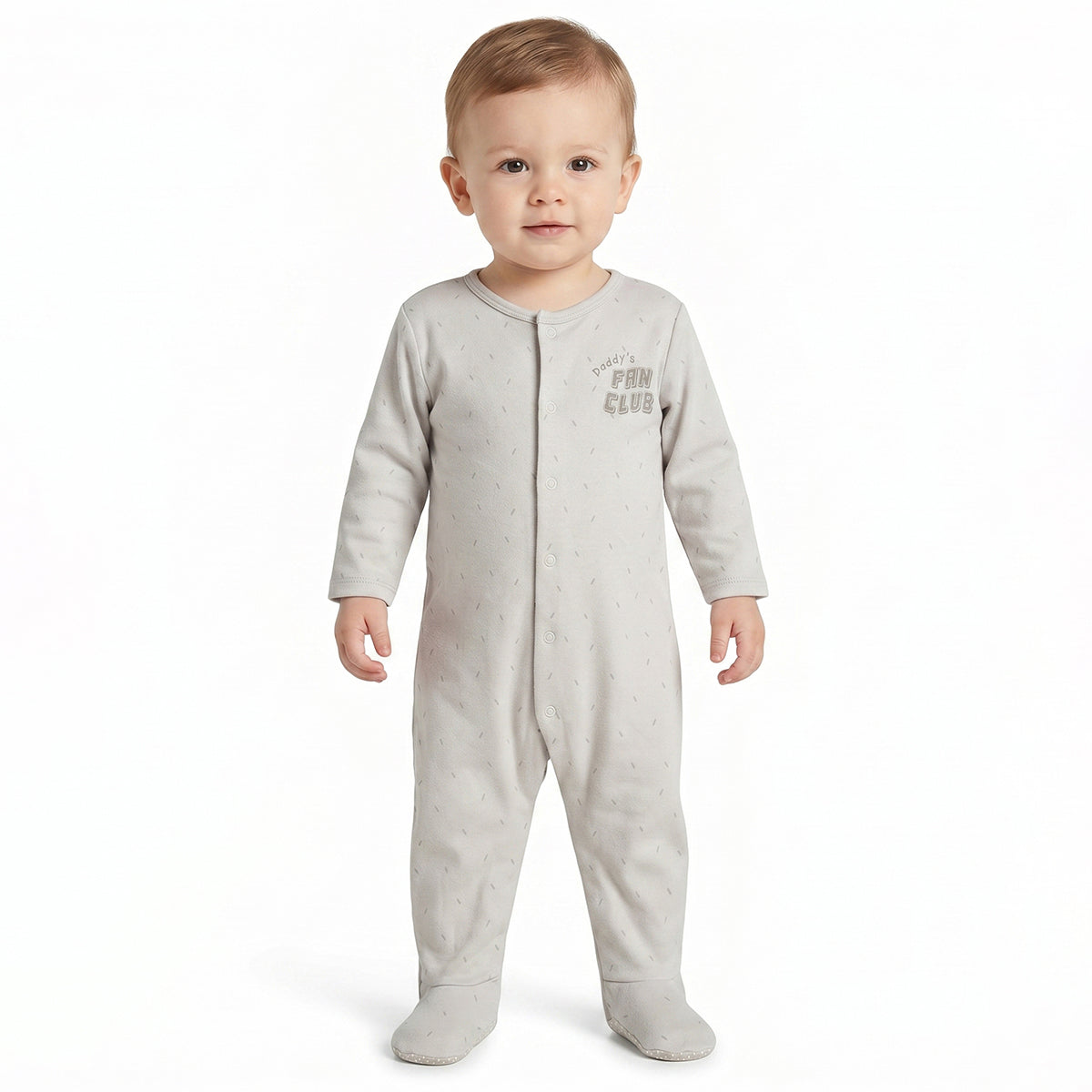 Baby Boys Grey and Yellow Cotton Printed Sleepsuits Pack of 2 Regular Fit Casual Baby Sleepsuits