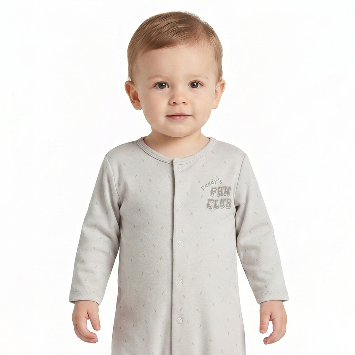 Baby Boys Grey and Yellow Cotton Printed Sleepsuits Pack of 2 Regular Fit Casual Baby Sleepsuits