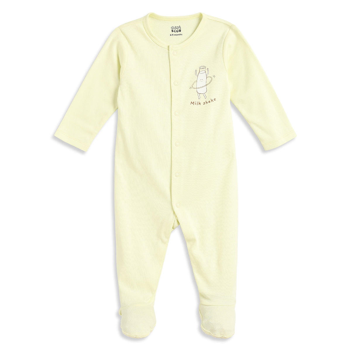 Baby Boys Light Yellow and Peach Cotton Printed Sleepsuits Pack of 2 Regular Fit Casual Baby Sleepsuits