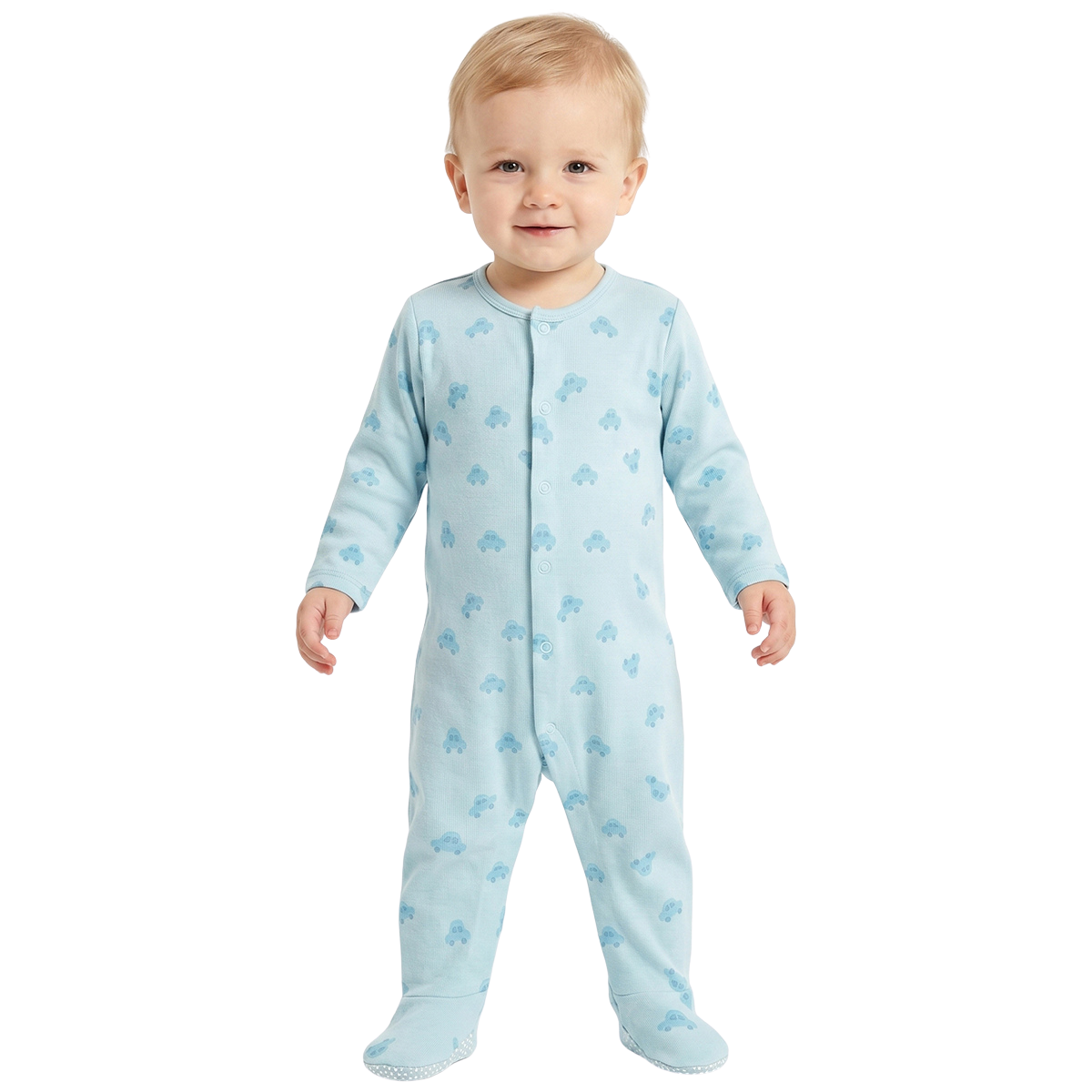 Boys Orange and Sky Blue Printed Sleepsuits Pack of 2 Baby Sleepsuits