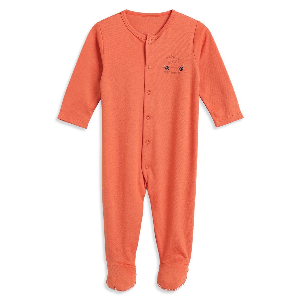 Baby Boys Orange and Sky Blue Cotton Printed Sleepsuits Pack of 2 Regular Fit Casual Baby Sleepsuits