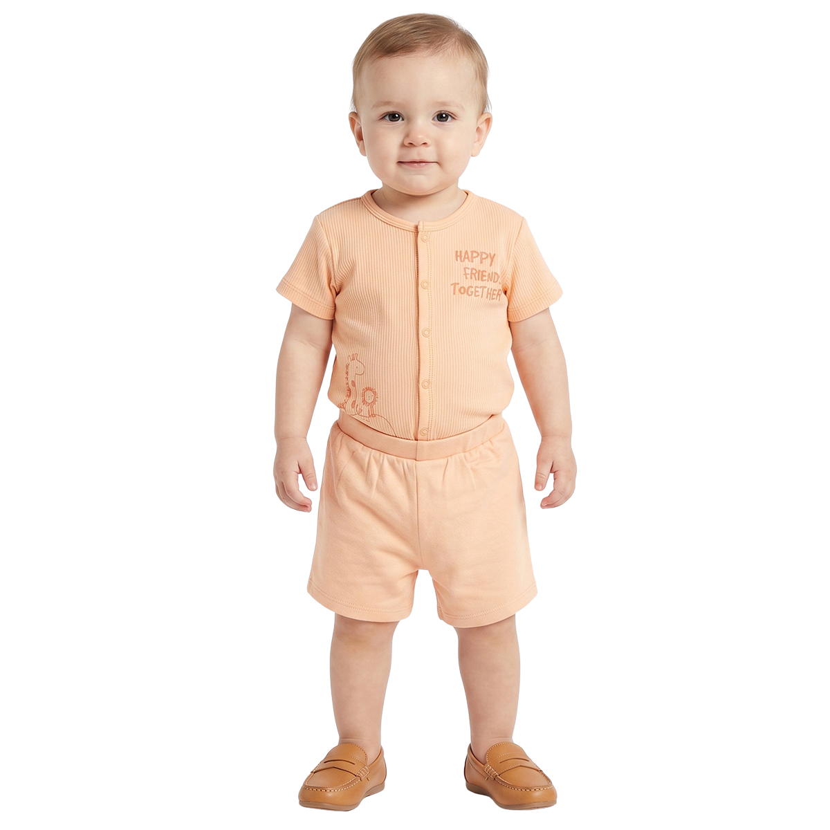 Baby Boys Peach and Olive Green Printed Shorts Pack of 2 Baby Shorts