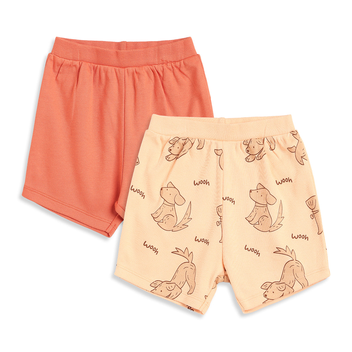 Baby Boys Orange and Peach Cotton Printed Shorts Pack of 2 Regular Fit Casual Baby Shorts