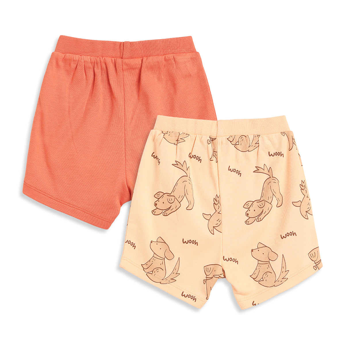 Baby Boys Orange and Peach Cotton Printed Shorts Pack of 2 Regular Fit Casual Baby Shorts