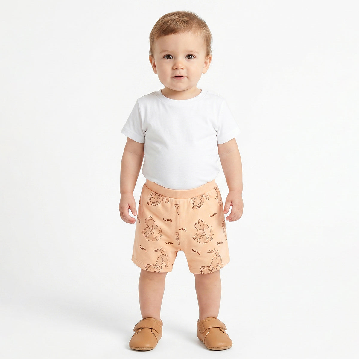 Baby Boys Orange and Peach Cotton Printed Shorts Pack of 2 Regular Fit Casual Baby Shorts