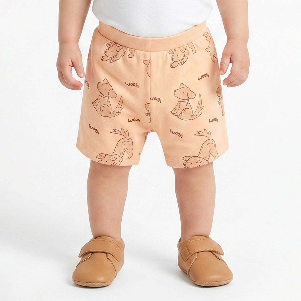 Baby Boys Orange and Peach Cotton Printed Shorts Pack of 2 Regular Fit Casual Baby Shorts