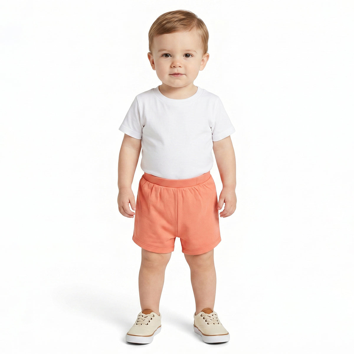 Baby Boys Orange and Peach Cotton Printed Shorts Pack of 2 Regular Fit Casual Baby Shorts