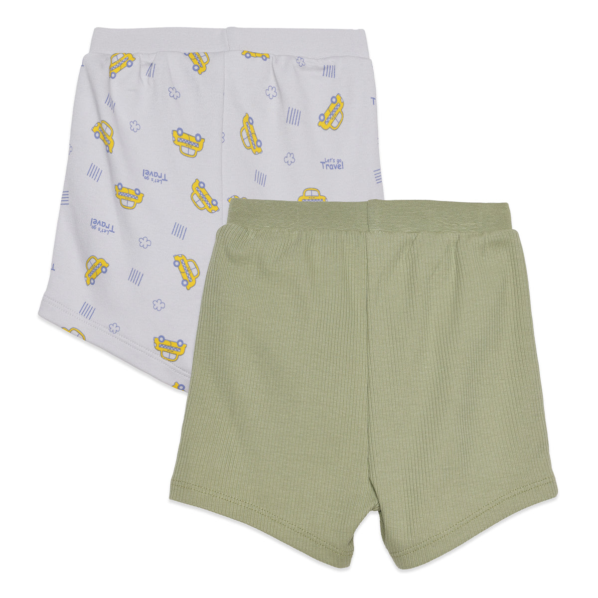 Baby Boys Sage Green and Light Grey Cotton Shorts Pack of 2 Regular Fit Casual Kids Shorts
