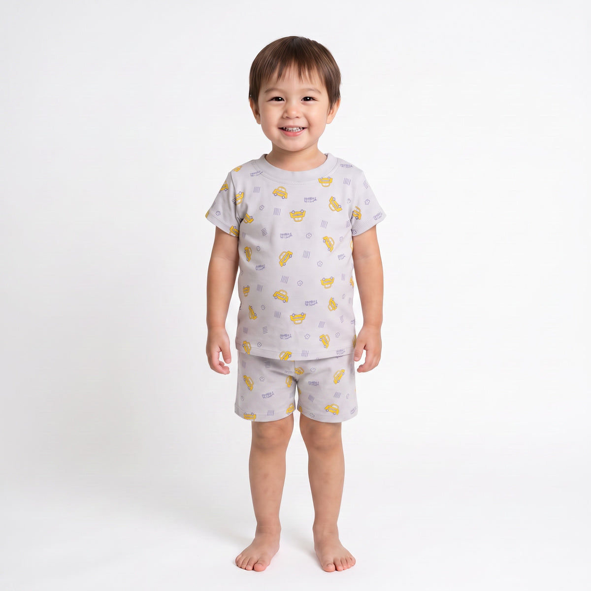 Baby Boys Sage Green and Light Grey Cotton Shorts Pack of 2 Regular Fit Casual Kids Shorts