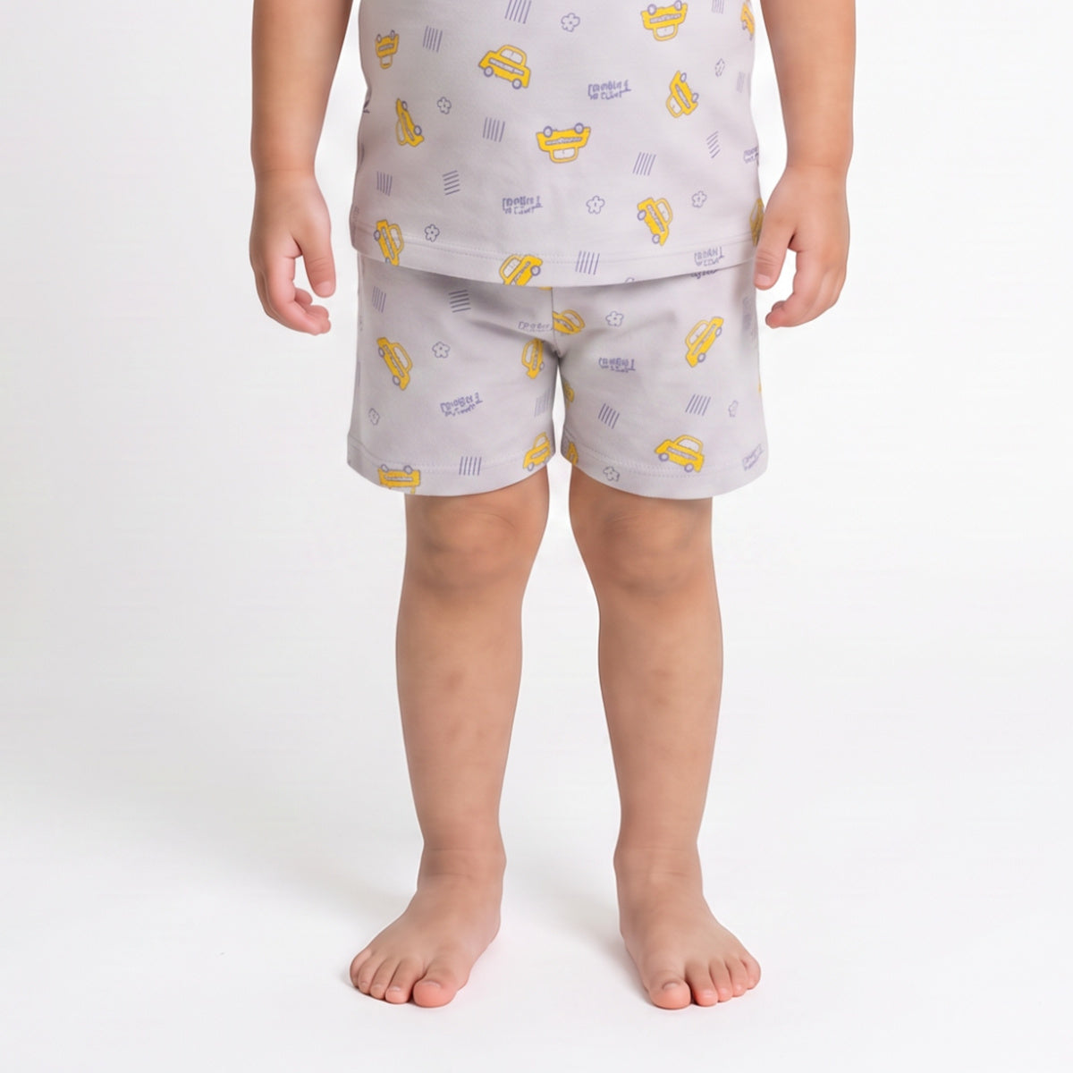 Baby Boys Sage Green and Light Grey Cotton Shorts Pack of 2 Regular Fit Casual Kids Shorts