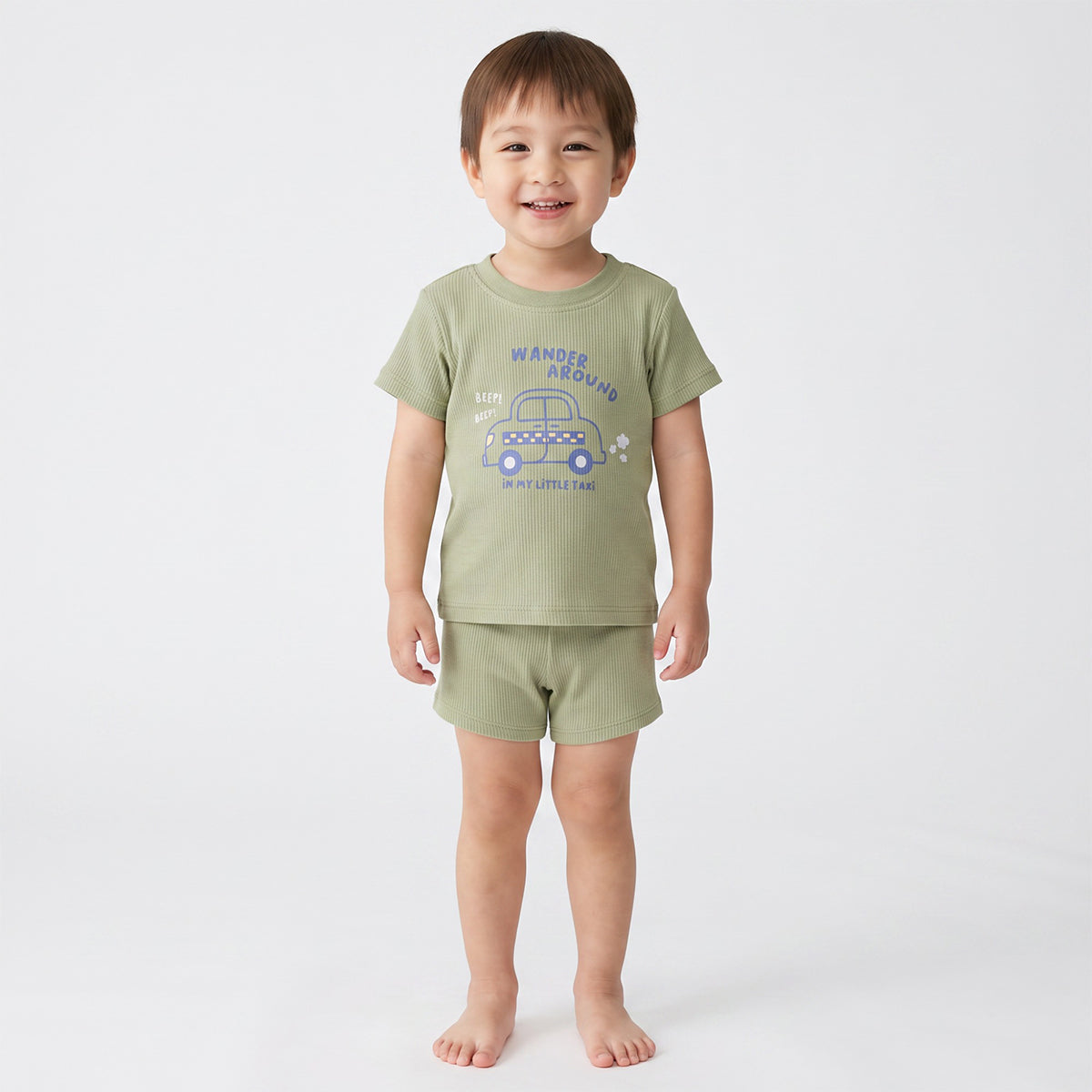 Baby Boys Sage Green and Light Grey Cotton Shorts Pack of 2 Regular Fit Casual Kids Shorts