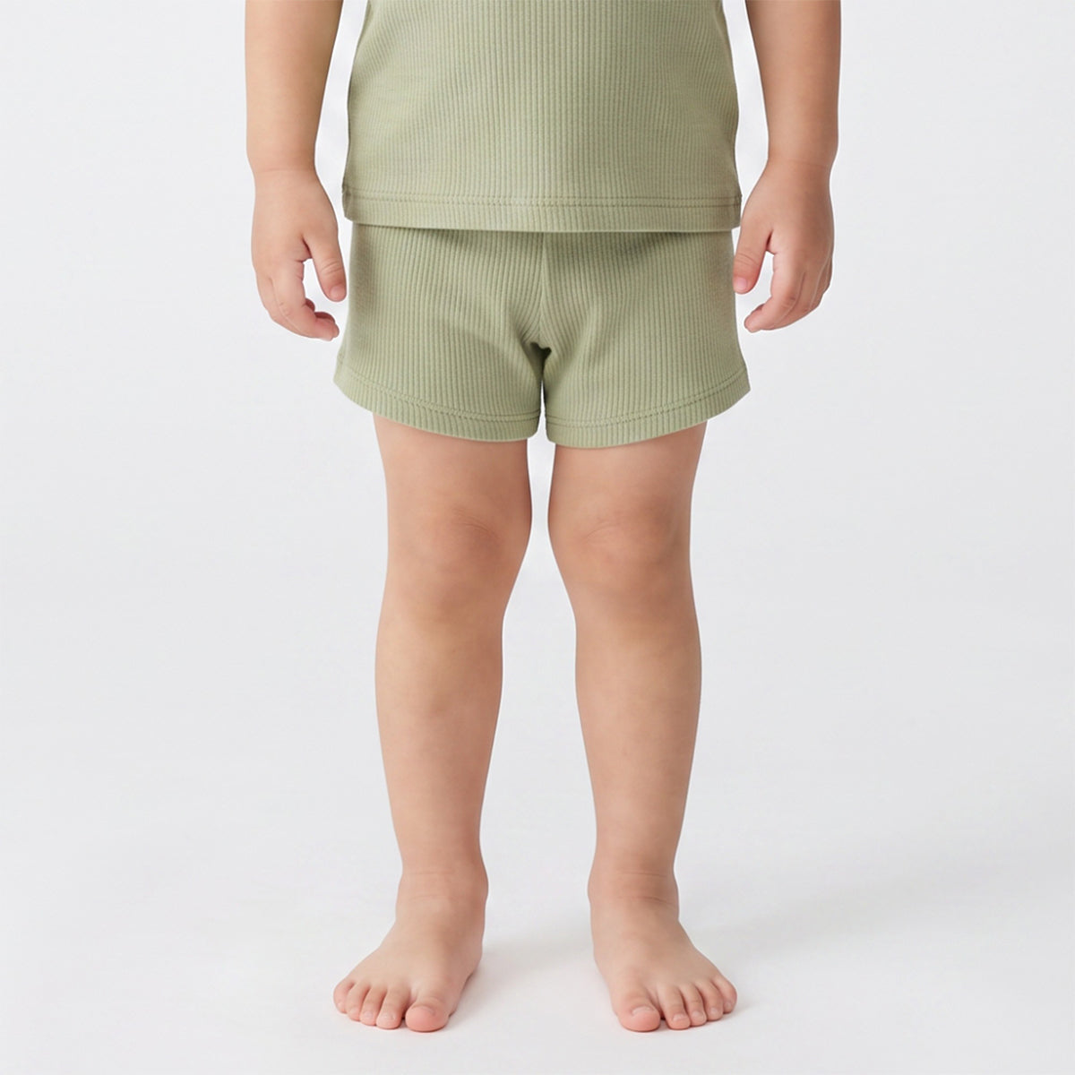 Baby Boys Sage Green and Light Grey Cotton Shorts Pack of 2 Regular Fit Casual Kids Shorts