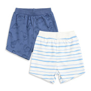 Baby Boys Blue and White Cotton Printed Shorts Pack of 2 Regular Fit Casual Baby Shorts