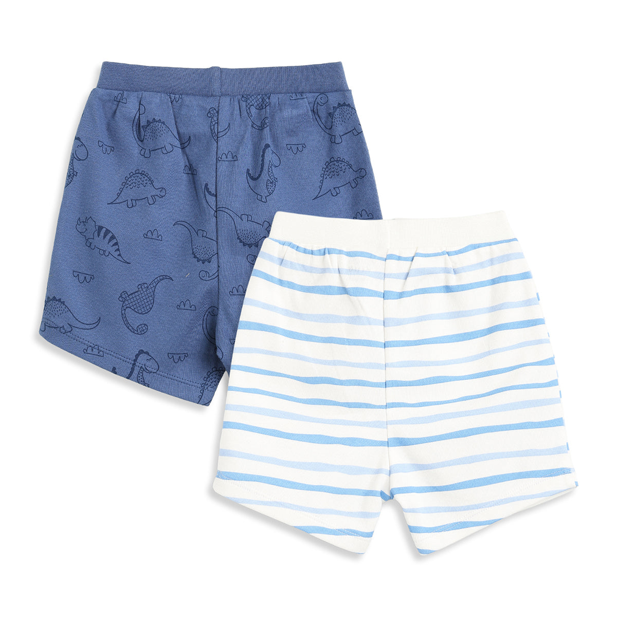 Baby Boys Blue and White Cotton Printed Shorts Pack of 2 Regular Fit Casual Baby Shorts