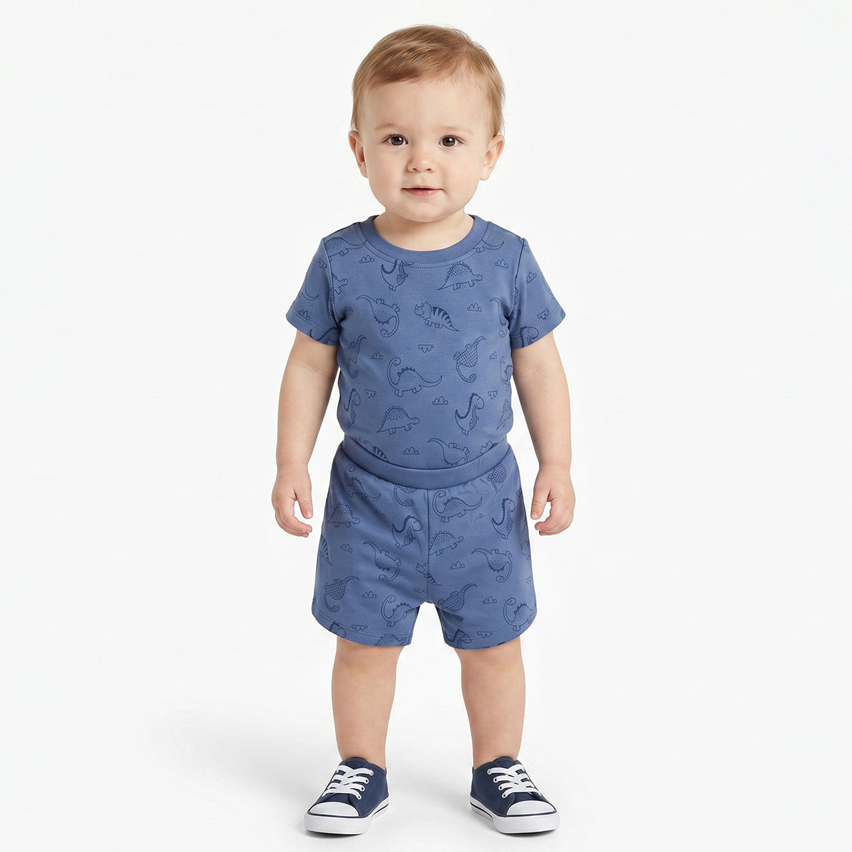 Baby Boys Blue and White Cotton Printed Shorts Pack of 2 Regular Fit Casual Baby Shorts