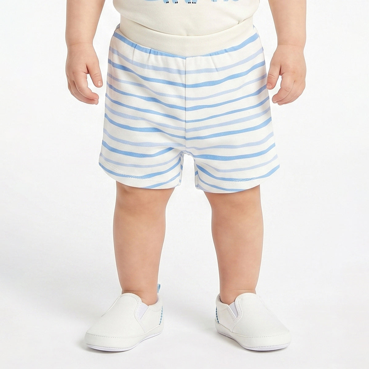 Baby Boys Blue and White Cotton Printed Shorts Pack of 2 Regular Fit Casual Baby Shorts