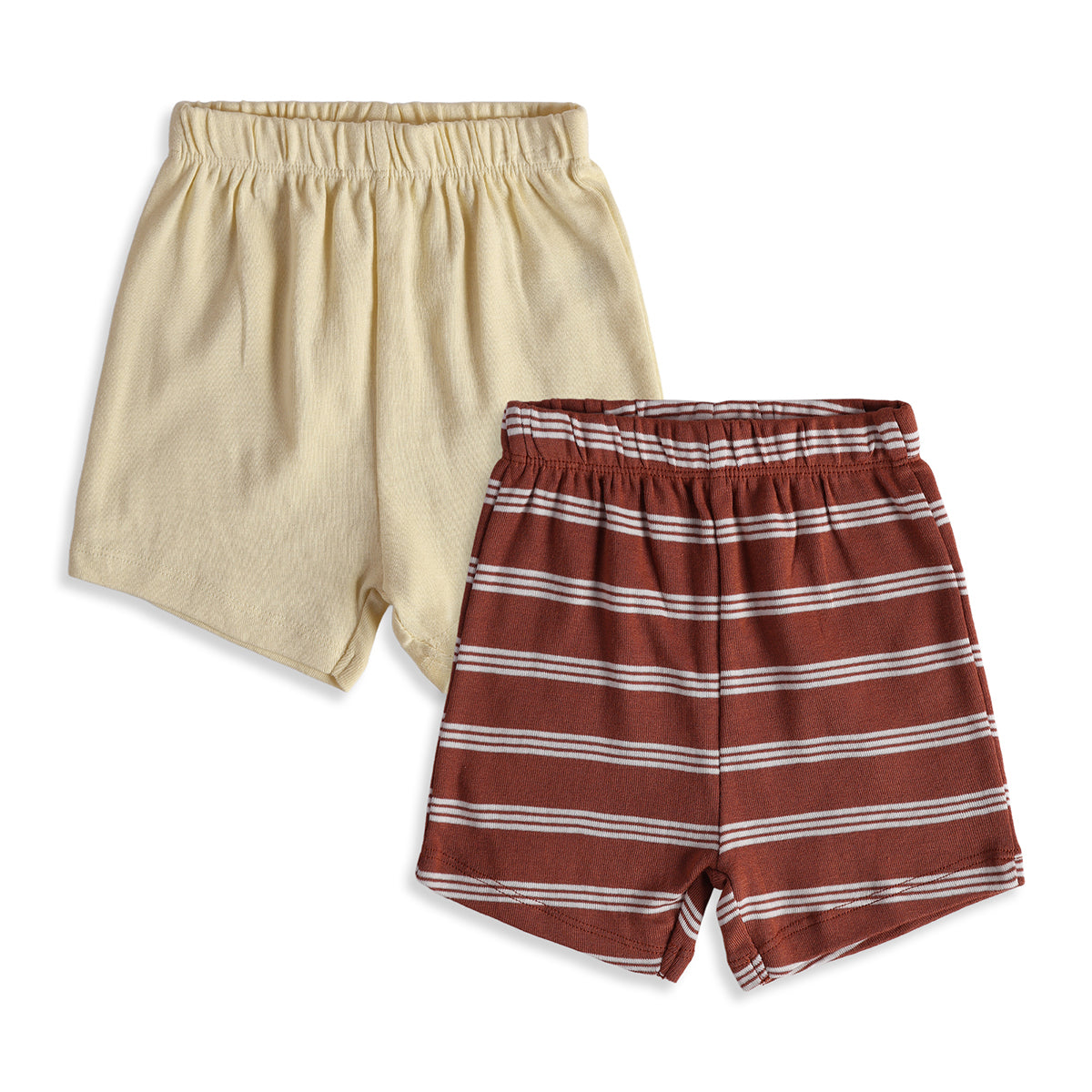 Baby Boys Cream Rust Cotton Shorts Pack of 2 Regular Fit Casual Wear