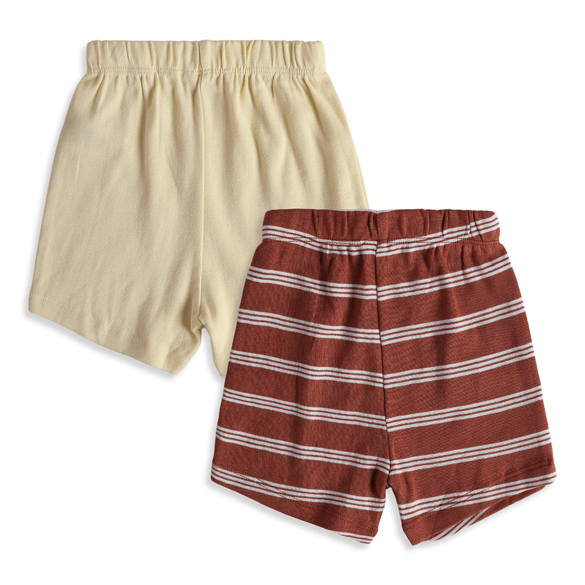 Baby Boys Cream Rust Cotton Shorts Pack of 2 Regular Fit Casual Wear