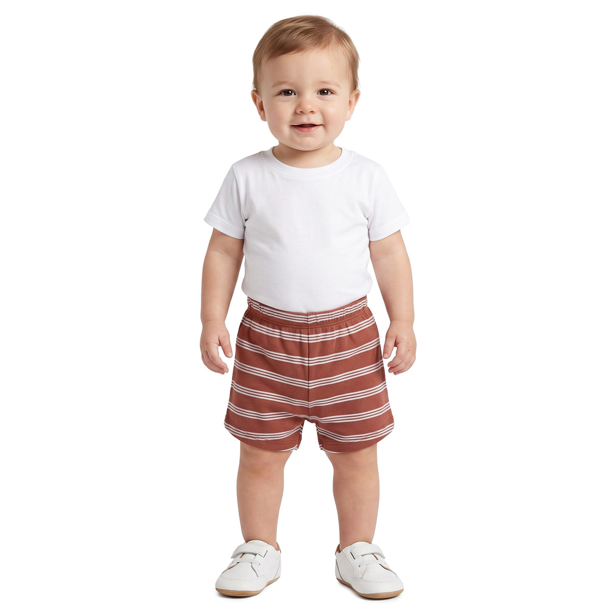 Baby Boys Cream Rust Cotton Shorts Pack of 2 Regular Fit Casual Wear