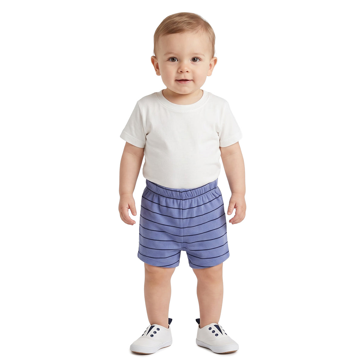Baby Boys Blue Grey Cotton Shorts Pack of 2 Regular Fit Casual Wear