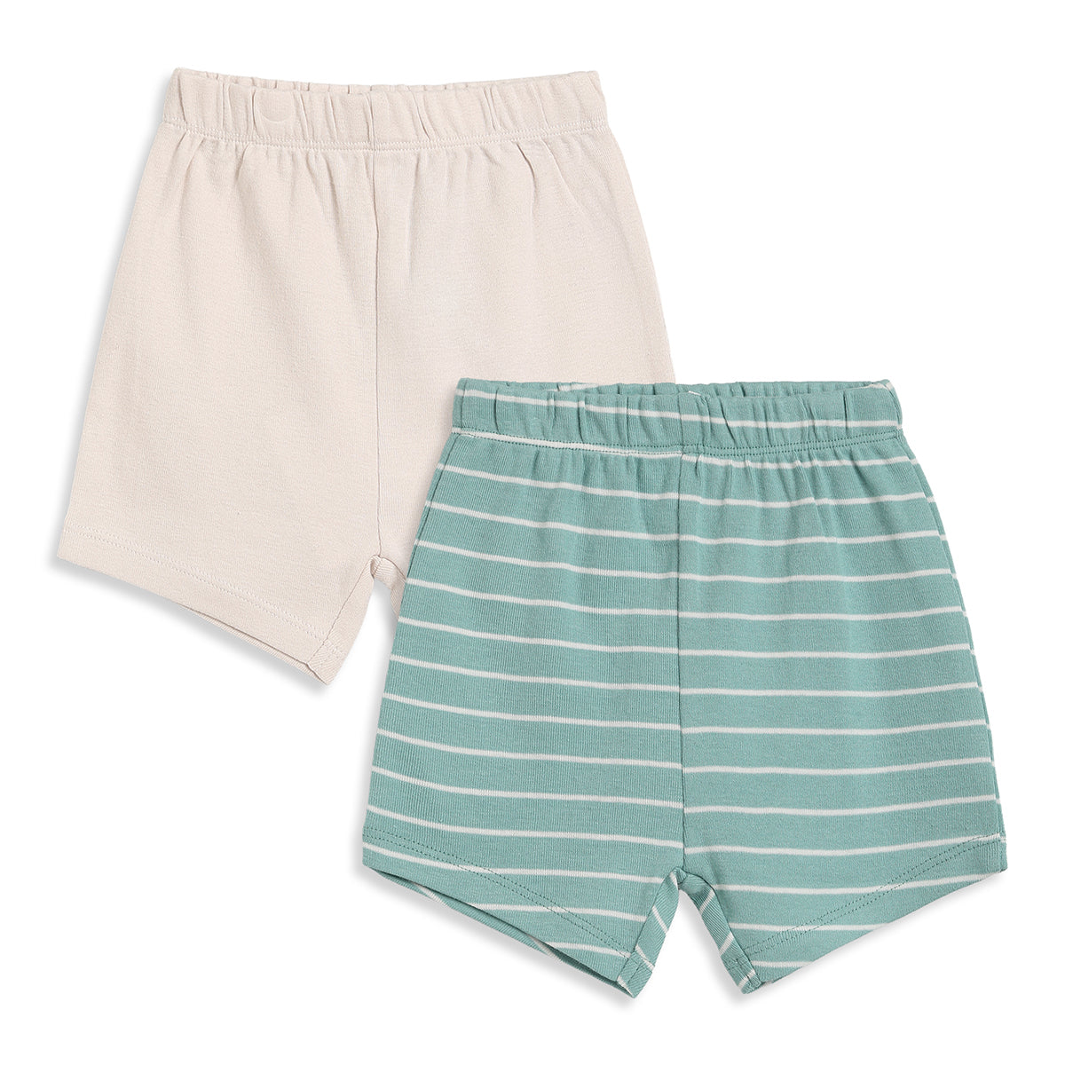 Baby Boys Cream and Mint Cotton Shorts Pack of 2 Regular Fit
