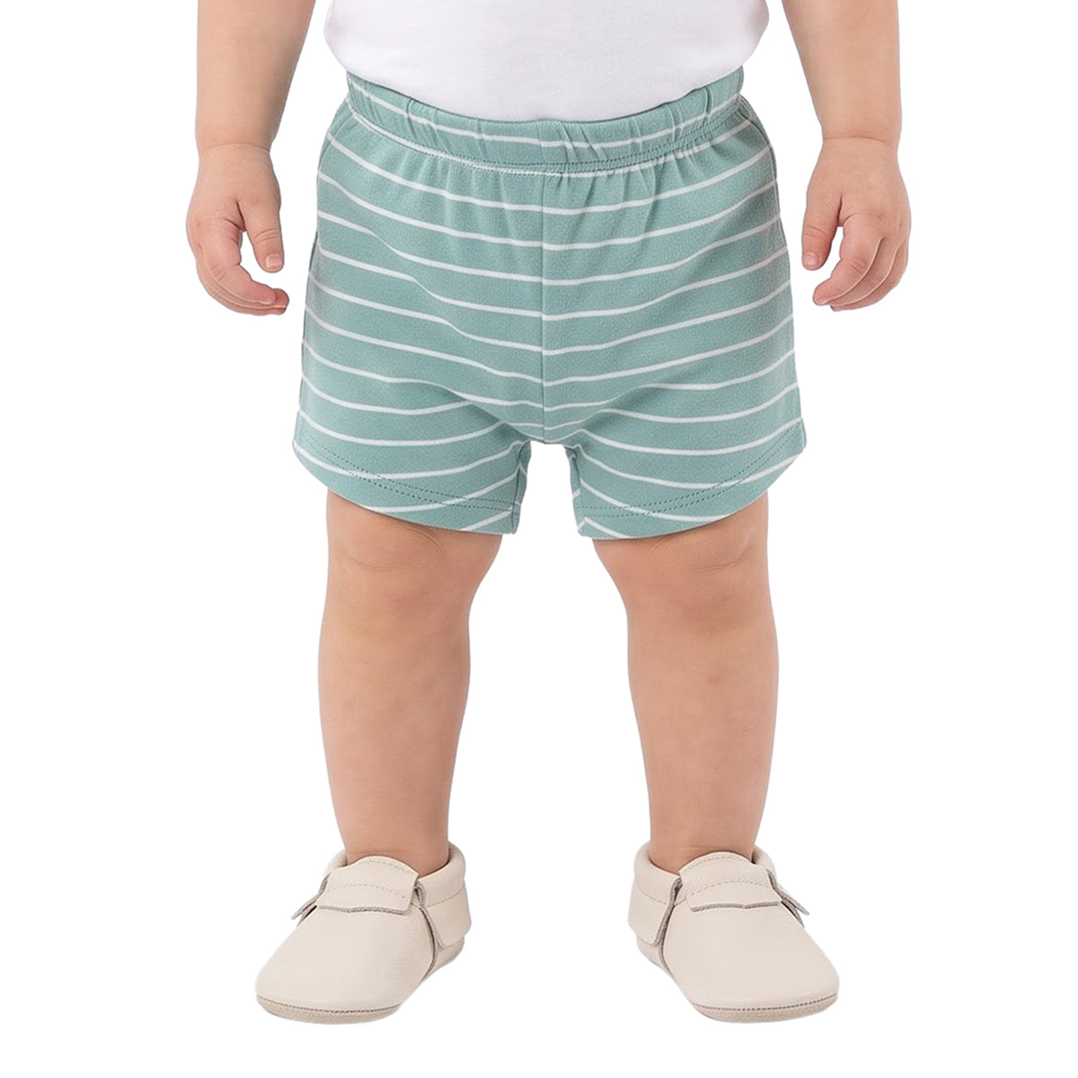 Baby Boys Cream and Mint Cotton Shorts Pack of 2 Regular Fit