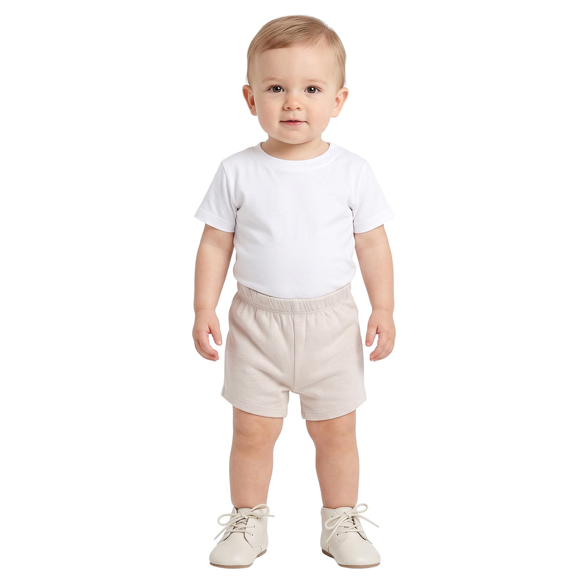 Baby Boys Cream and Mint Cotton Shorts Pack of 2 Regular Fit