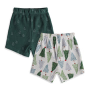 Baby Boys Cream Green Cotton Tree Print Shorts Pack of 2 Casual Wear