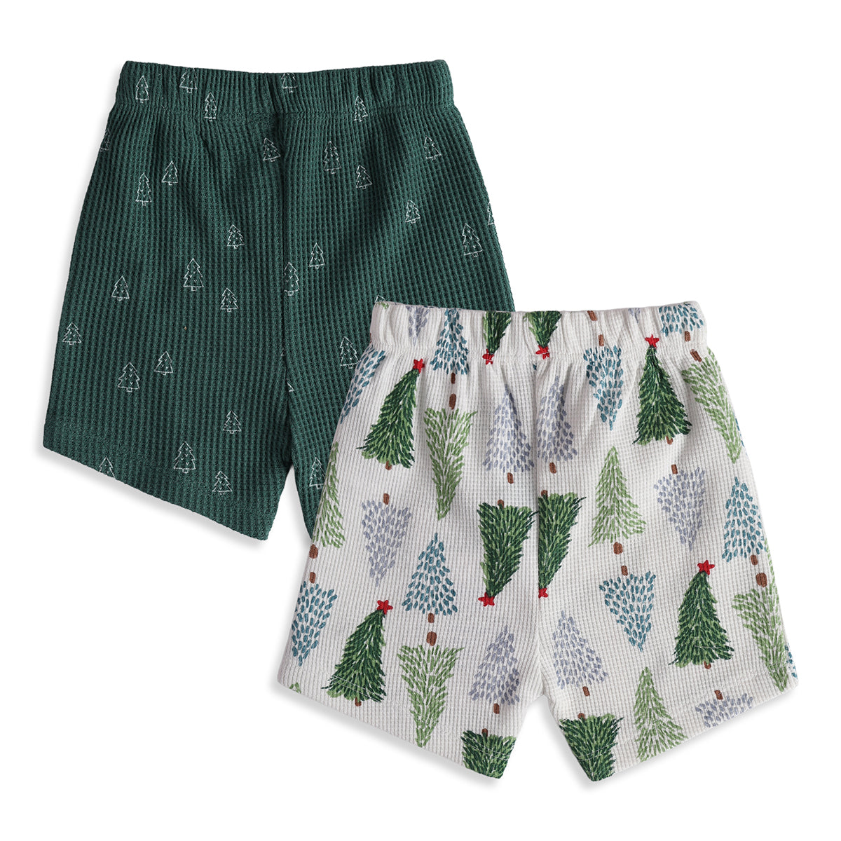 Baby Boys Cream Green Cotton Tree Print Shorts Pack of 2 Casual Wear
