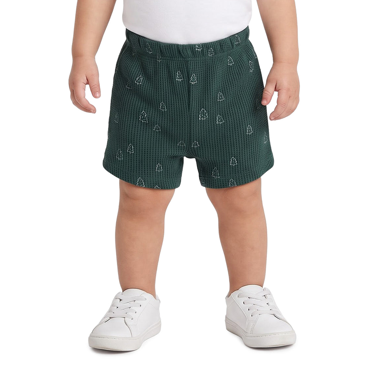 Baby Boys Cream Green Cotton Tree Print Shorts Pack of 2 Casual Wear