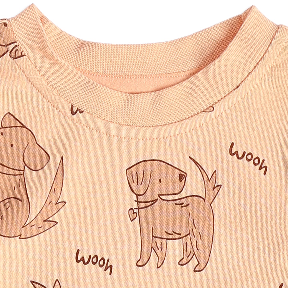 Baby Boys Peach And Coral Cotton Dog Printed Three-Quarter Sleeve T-Shirts Pack Of 2 Regular Fit Casual Wear