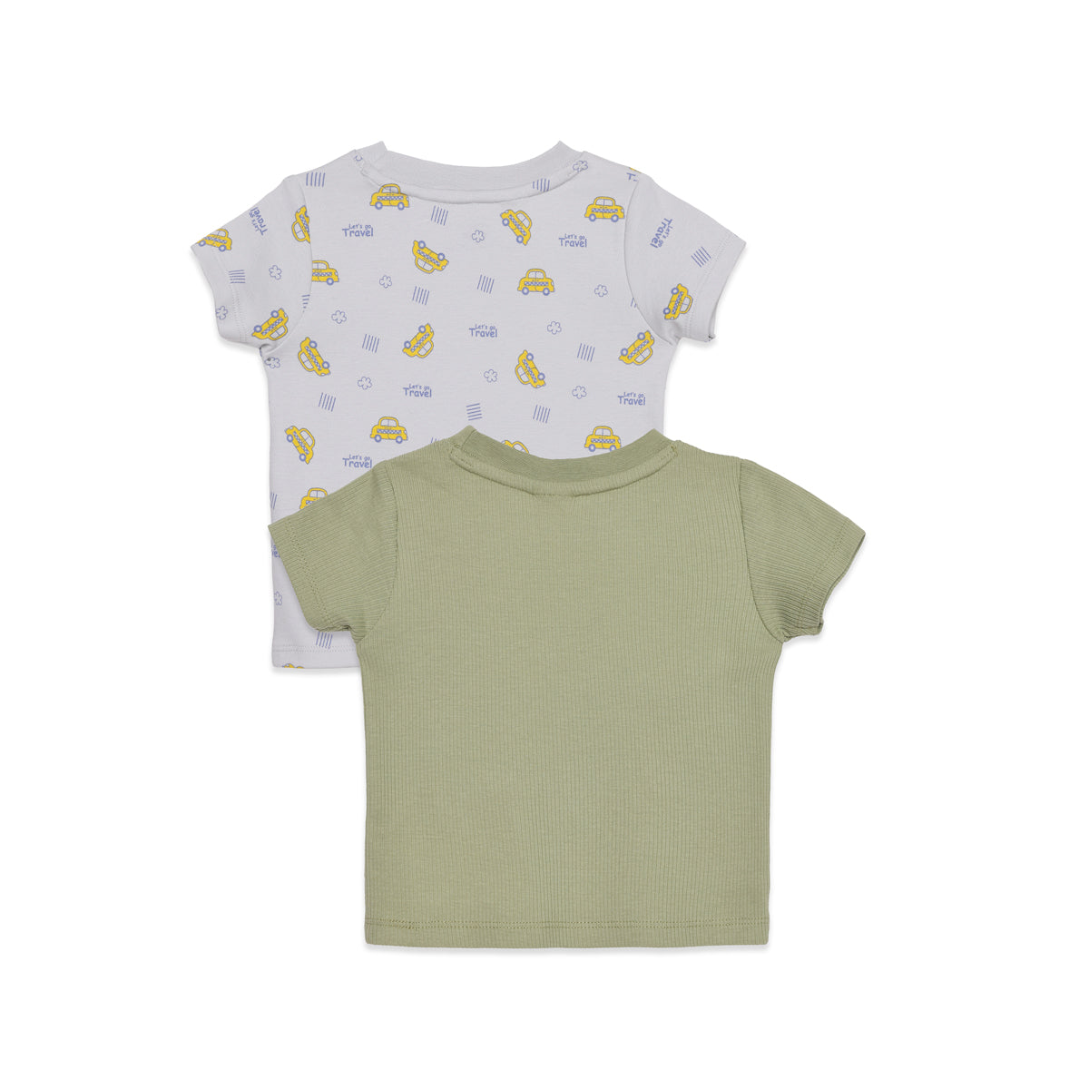 Baby Boys Sage Green and Light Grey Cotton T-Shirts Pack of 2 Regular Fit Casual Wear