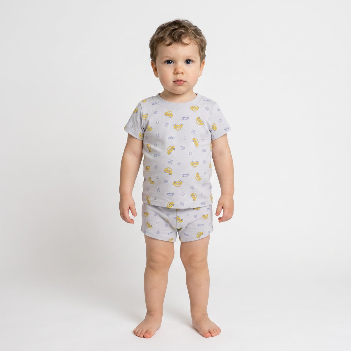 Baby Boys Sage Green and Light Grey Cotton T-Shirts Pack of 2 Regular Fit Casual Wear