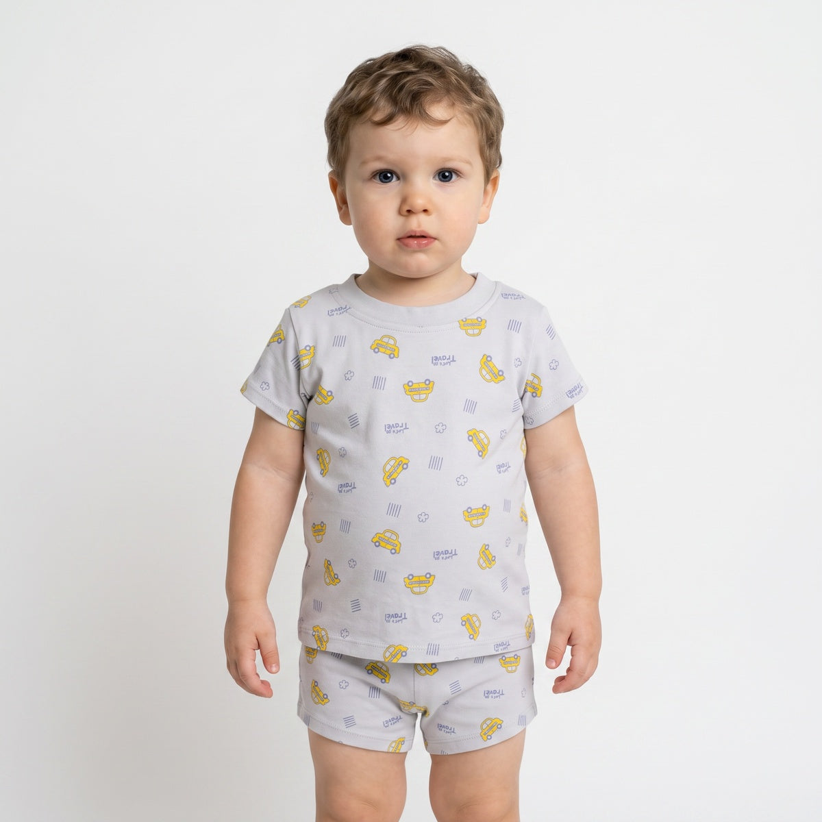 Baby Boys Sage Green and Light Grey Cotton T-Shirts Pack of 2 Regular Fit Casual Wear