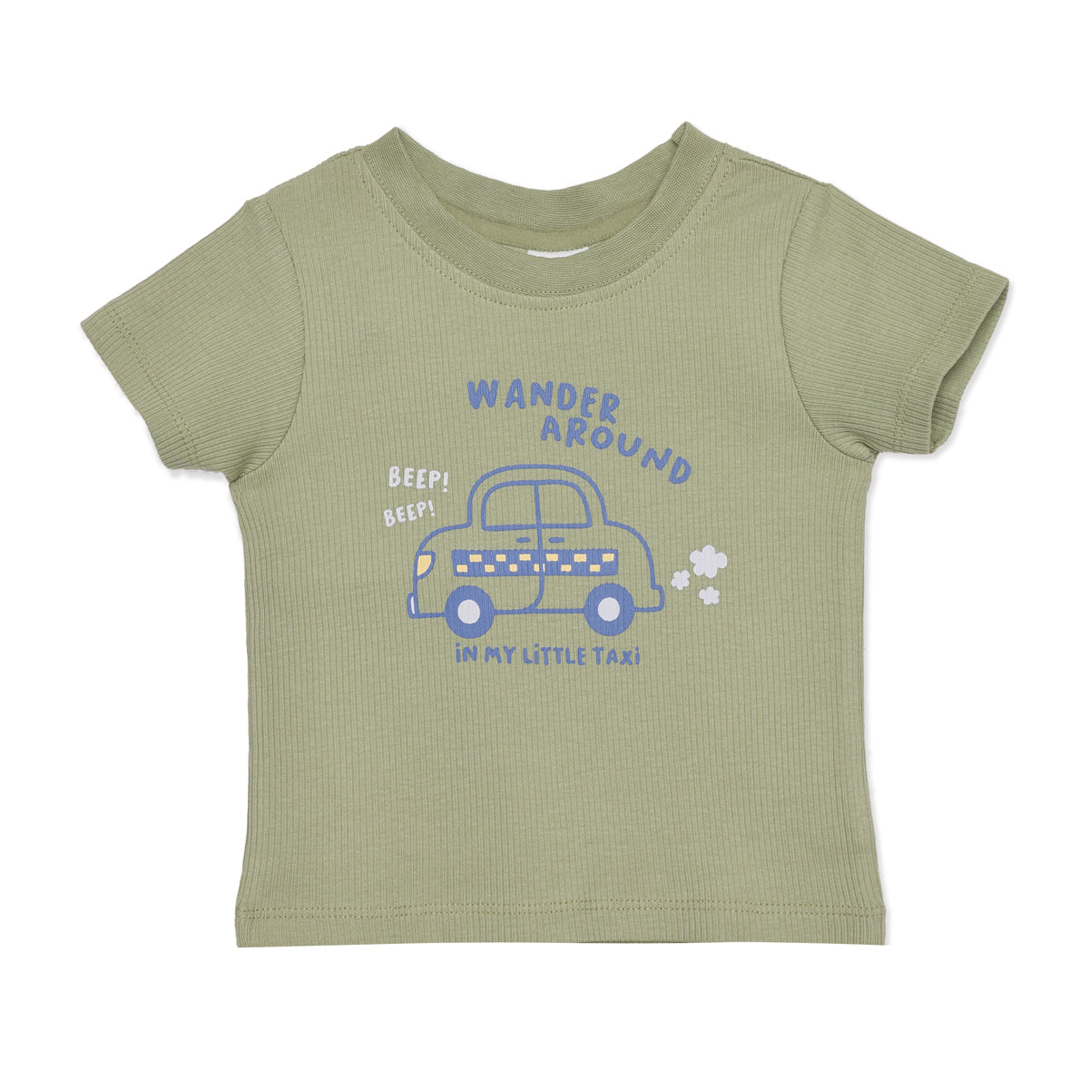Baby Boys Sage Green and Light Grey Cotton T-Shirts Pack of 2 Regular Fit Casual Wear